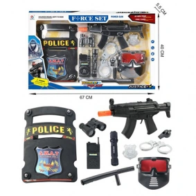 Набор с оружием BN369P-34A (9шт) полиция,автомат,щит,маска,бинокль,фонарик,рация,в кор,67-40-5,5см