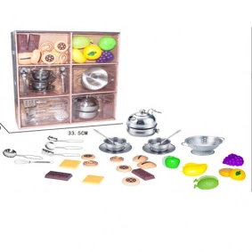 Посуда YH2018-5D (24шт) чайный сервиз,дуршлаг,металл,сладости,фрукты(на липучке),в кор-ке,34-38-10см