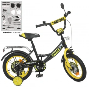 Велосипед детский PROF1 12д. Y1243 (1шт) Original boy,SKD45,черно-желтый,зв,доп.кол