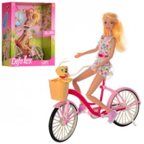 Кукла DEFA 8276 (12шт) 30см, велосипед26см, собачка, 2 вида, в кор-ке, 29,5-31,5-9,5см