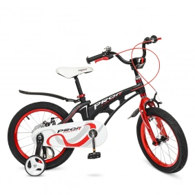 Велосипед детский PROF1 16д. LMG16201 (1шт) Infinity,магнез.рама,черно-красн(мат),звонок,доп.кол