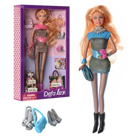 Кукла DEFA 8285 (24шт) 31см, сумочки, подарки, туфли, аксессуары, 2 цвета, в кор-ке, 20-33-5,5см