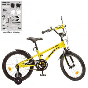 Велосипед детский PROF1 14д. Y14214 (1шт) Shark,SKD45,желто-черный,зв,фонарь,доп.кол
