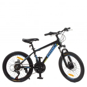 Велосипед 20 д. G20OPTIMAL A20.1 (1шт)алюм.рама12,5&quot;,SHIMANO 21SP,алюм.DB,FW TZ500,черн(мат)-голуб