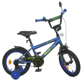 Велосипед детский PROF1 14д. Y1472 (1шт) Dino,SKD45,темно-синий(мат),зв,фонарь,доп.кол