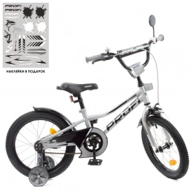 Велосипед детский PROF1 16д. Y16222 (1шт) Prime, металлик,звонок,доп.колеса