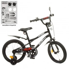 Велосипед детский PROF1 16д. Y16252 (1шт) Urban,SKD45,черный(мат),звонок,фонарь,доп.кол