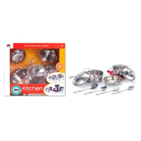 Посуда 555-BX015 (24шт) сковородка,кастрюли, кухон.набор,прихватка,металл,10пр,в кор-ке, 32-29-10см