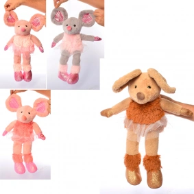 Мягкая игрушка ET1467-1 (24шт) мышка 40см, муз, хлопает ушами, на бат-ке, 4цвета, в кульке