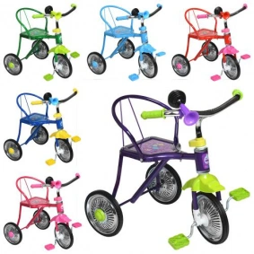 Велосипед 3 колеса, ЦЕНА ЗА УП. 6ШТ, хром, 6 цветов: красн, желт, зел, темн-син, голуб, роз, клаксон, 51*52*40см (6шт)