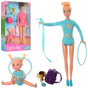 Кукла Defa, 2 вида, гимнастка, с куколкой, 6 аксесс., в кор. 32*20*5см (24шт/2)