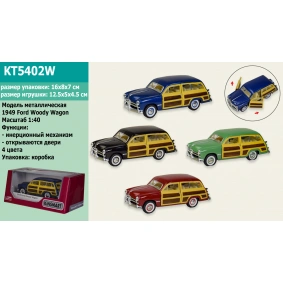 Машина метал. "Kinsmart" "Ford Woody Wagon 1949" 12см, металл., инерц., открыв. двери, 4 цвета, в кор. 16*8*7см