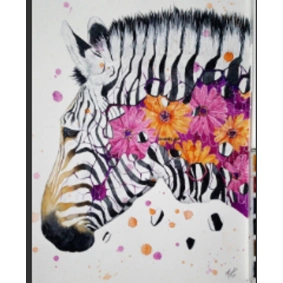 Алмазная мозаика "Зебра в цветах" на подрамнике 30*40см, в кор. 41*31*2,5см