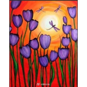Алмазная мозаика "Фиолетовые тюльпаны" 30*40см, на подрамнике
, в кор. 41*31*2,5см