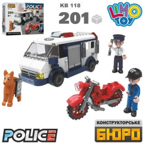 Конструктор LIMO TOY полиция, машина, мотоцикл, фигурки, 201дет, в кор. 25*19*5см (30шт)