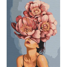Картина по номерам "Девушка в цветущем пионе", в термопакете 40*50см, ТМ Brushme, Украина
