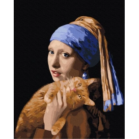 Картина по номерам "Девушка с рыжим котом", в термопакете 40*50см, ТМ Brushme, Украина