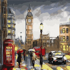 Картина по номерам "Дождливый Лондон" 50*50см, в термопакете, ТМ Идейка, Украина
