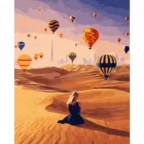 Картина по номерам "Воздушные шары среди пустыни", в термопакете 40х50cм, ТМ Стратег, Украина