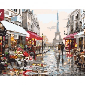 Картина по номерам "Париж после дождя", в термопакете 40х50cм, ТМ Стратег, Украина
