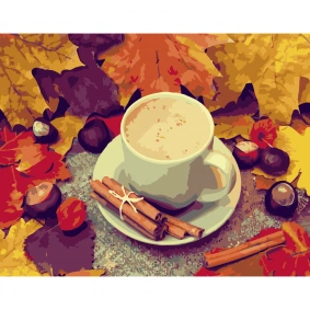Картина по номерам "Осенний кофе с корицей", в термопакете 40х50cм, ТМ Стратег, Украина
