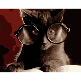 Картина по номерам "Кот-ученый", в термопакете 40х50cм, ТМ Стратег, Украина