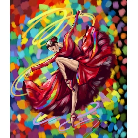 Картина по номерам "Танцовщица в красном" в кор. PAINTING BY NUMBERS  40см*50см /10/