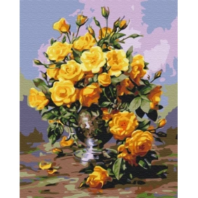 Картина за номерами: Букет жовтих троянд 40*50