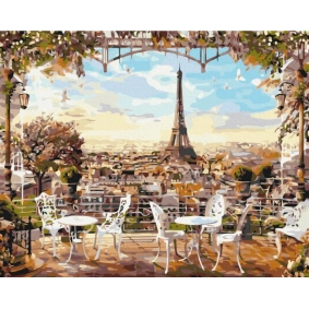 Картина за номерами: Кафе з видом на Ейфелеву вежу 40*50