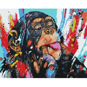 Картина за номерами: Кольорова шимпанзе 40*50