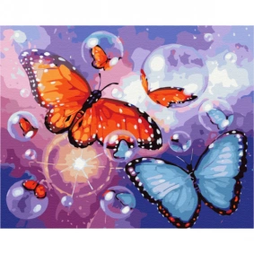Картина за номерами: Метелики з бульбашками 40*50