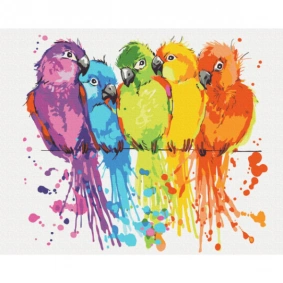 Картина за номерами: Різнокольорові папуги 40*50