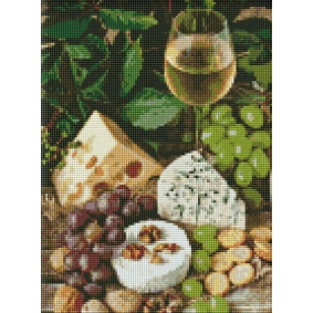 Набір з алмазною мозаїкою "Біле вино із сиром" 30х40см