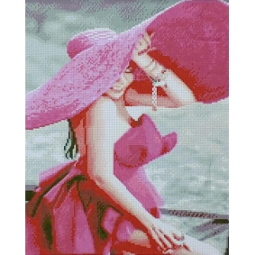Набір для творчості алмазна картина Рожевий капелюх Strateg розміром 40х50 см (D0008)